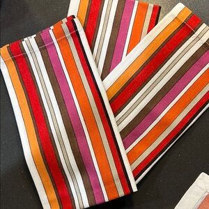 Crate&Barrel Multi-Colored Striped Cloth Table Napkins (set of 6)